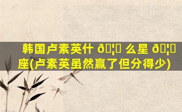 韩国卢素英什 🦄 么星 🦋 座(卢素英虽然赢了但分得少)